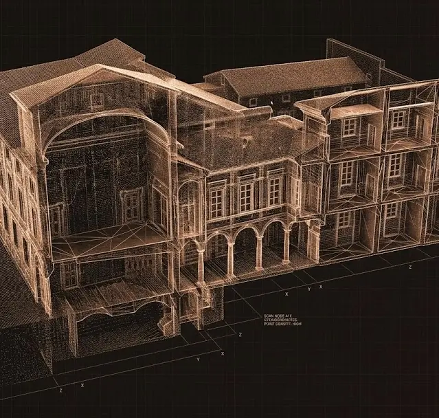 Modello 3D di Palazzo Fogliani ricavato da rilievo laser scanner